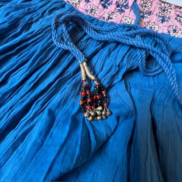 Made In India Women's Cotton Boho Skirt Gorgeous Detail Blue Size M/L - Picture 9 of 11